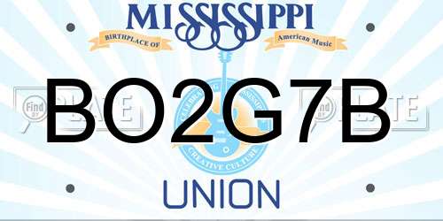 BO2G7B Mississippi License Plate