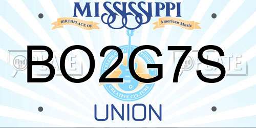 BO2G7S Mississippi License Plate