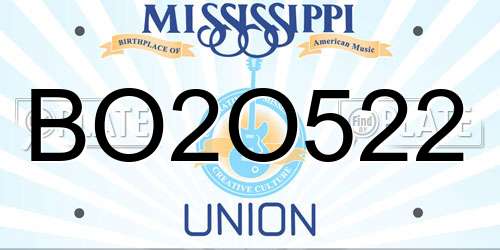 BO2O522 Mississippi License Plate