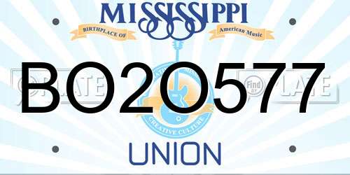 BO2O577 Mississippi License Plate