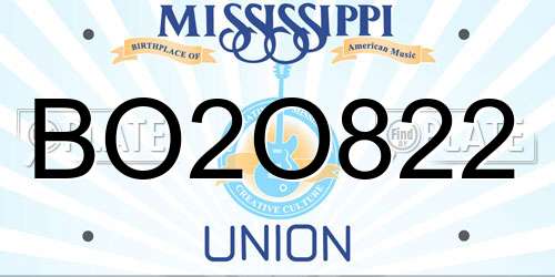 BO2O822 Mississippi License Plate