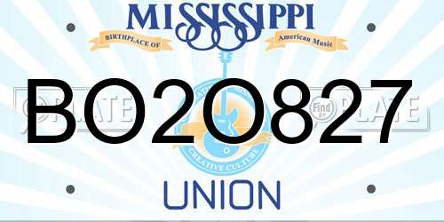 BO2O827 Mississippi License Plate