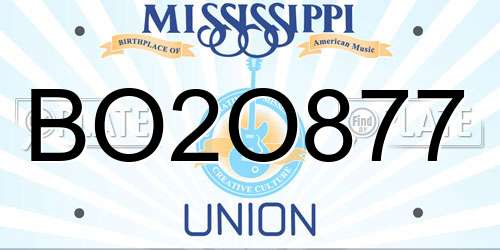 BO2O877 Mississippi License Plate