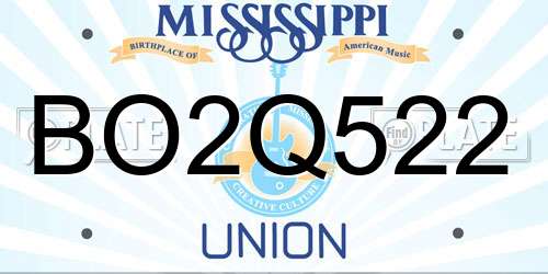 BO2Q522 Mississippi License Plate