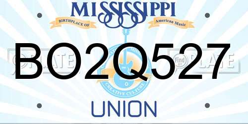 BO2Q527 Mississippi License Plate
