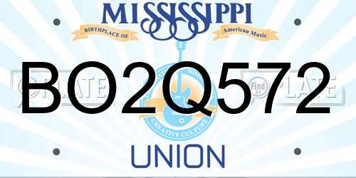 BO2Q572 Mississippi License Plate