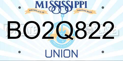 BO2Q822 Mississippi License Plate