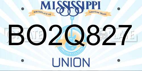 BO2Q827 Mississippi License Plate
