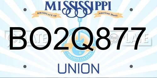 BO2Q877 Mississippi License Plate