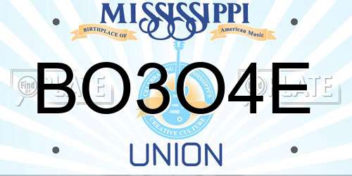 BO3O4E Mississippi License Plate