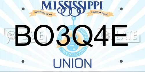 BO3Q4E Mississippi License Plate