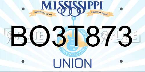 BO3T873 Mississippi License Plate