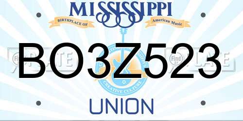 BO3Z523 Mississippi License Plate