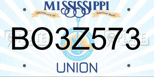BO3Z573 Mississippi License Plate