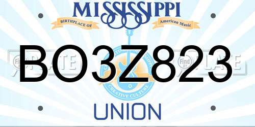 BO3Z823 Mississippi License Plate