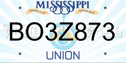 BO3Z873 Mississippi License Plate