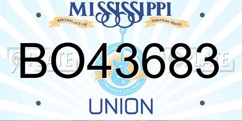 BO43683 Mississippi License Plate