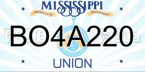 BO4A220 Mississippi License Plate