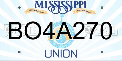 BO4A270 Mississippi License Plate