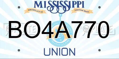 BO4A770 Mississippi License Plate