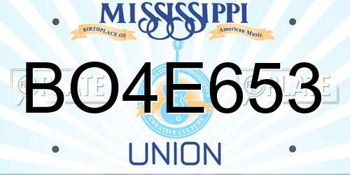 BO4E653 Mississippi License Plate