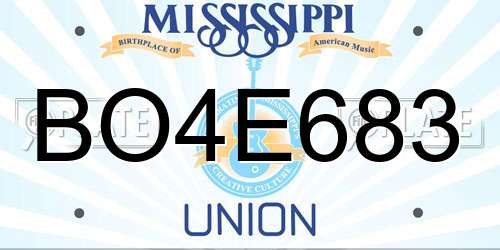 BO4E683 Mississippi License Plate