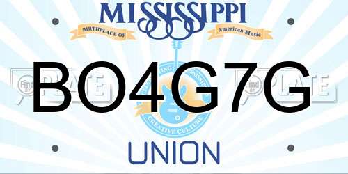 BO4G7G Mississippi License Plate