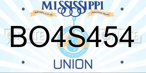 BO4S454 Mississippi License Plate