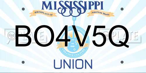 BO4V5Q Mississippi License Plate