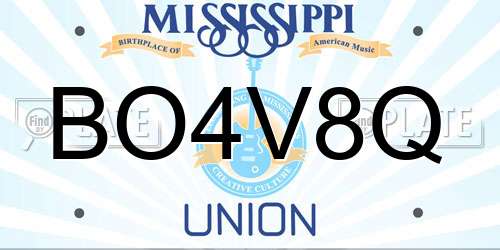 BO4V8Q Mississippi License Plate