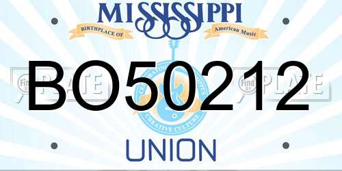 BO50212 Mississippi License Plate