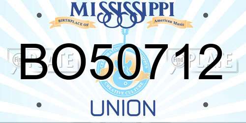 BO50712 Mississippi License Plate
