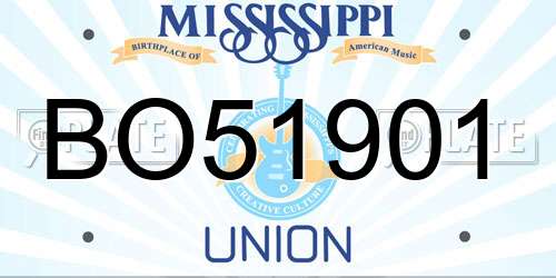 BO51901 Mississippi License Plate