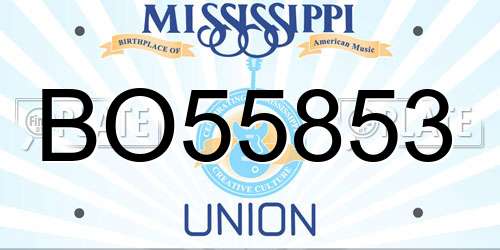 BO55853 Mississippi License Plate