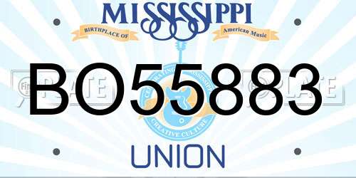BO55883 Mississippi License Plate
