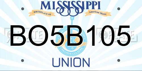 BO5B105 Mississippi License Plate