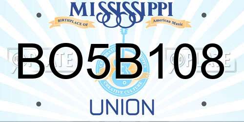 BO5B108 Mississippi License Plate
