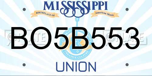 BO5B553 Mississippi License Plate