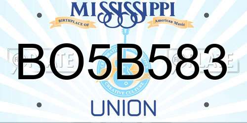 BO5B583 Mississippi License Plate