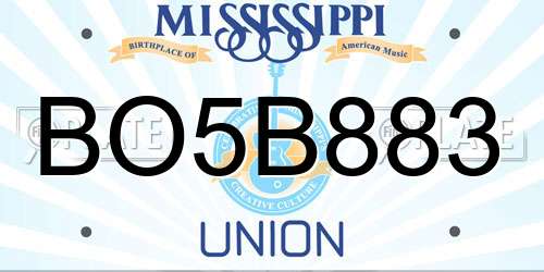 BO5B883 Mississippi License Plate