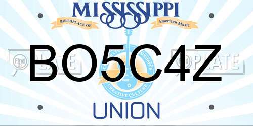 BO5C4Z Mississippi License Plate