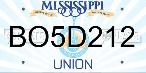 BO5D212 Mississippi License Plate
