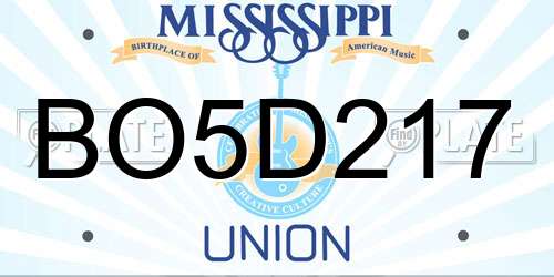 BO5D217 Mississippi License Plate