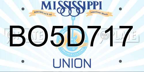 BO5D717 Mississippi License Plate