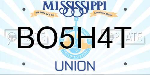 BO5H4T Mississippi License Plate