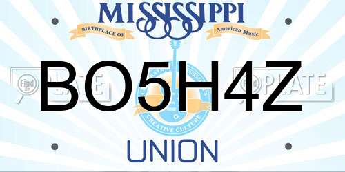 BO5H4Z Mississippi License Plate