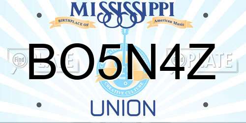 BO5N4Z Mississippi License Plate