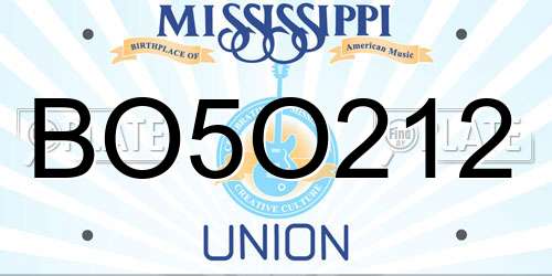 BO5O212 Mississippi License Plate