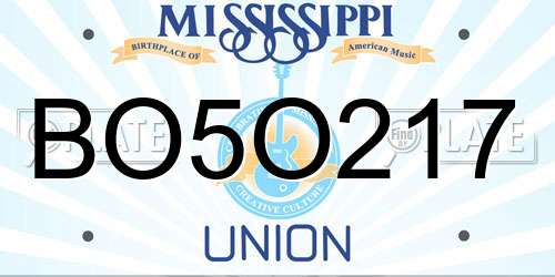 BO5O217 Mississippi License Plate