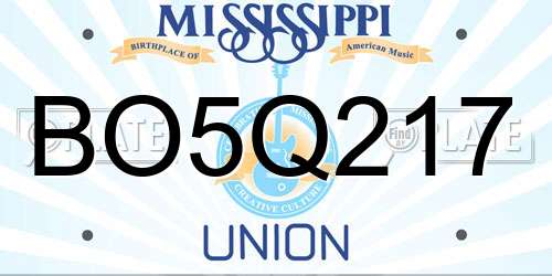 BO5Q217 Mississippi License Plate